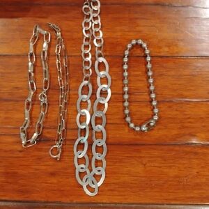 Silver Chain and Beaded Necklace Set